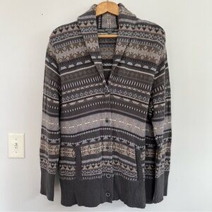 Eddie Bauer Womens Shawl Collar Cardigan Size XXL Fair Isle Button Down Pockets